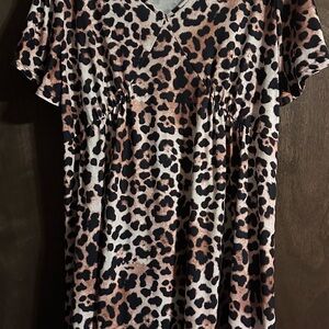 Leopard Print V-Neck Dress